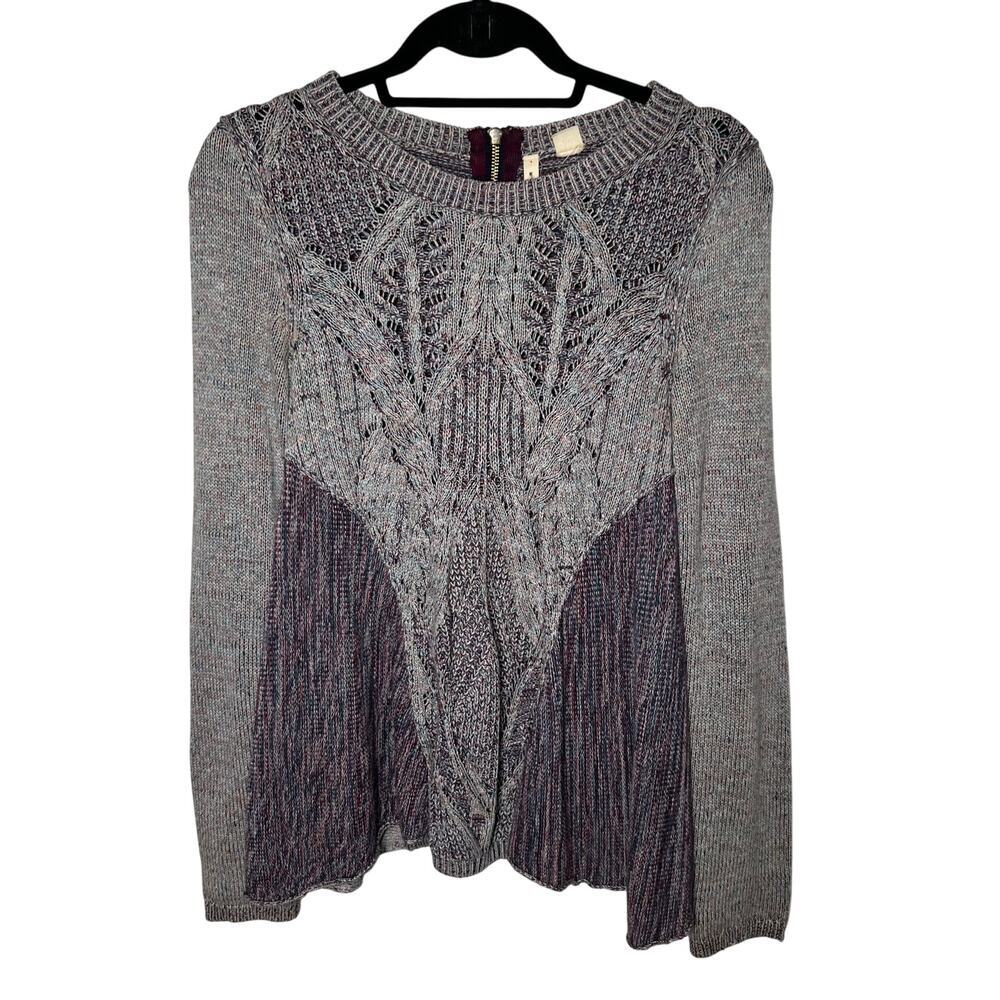 Anthropologie Moth Women's Anita Mixed Cable Knit‎ Sweater Size XS